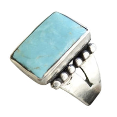 Silver ring with a large turquoise stone Size 10