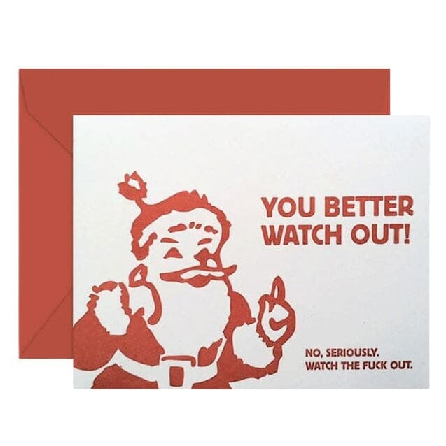 You Better Watch Out Santa Card