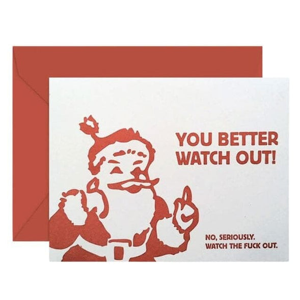 You Better Watch Out Santa Card
