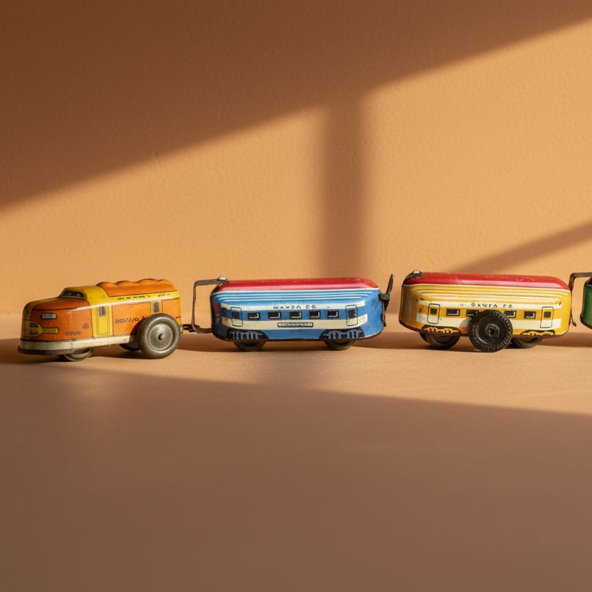 Vintage Santa Fe Railroad Tin Litho Train 