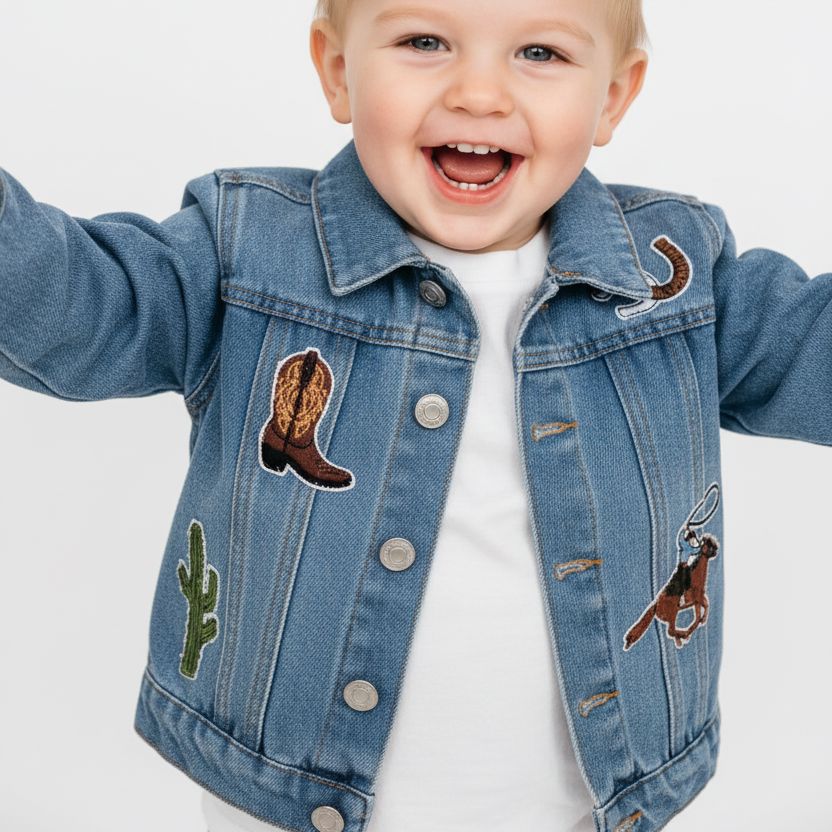 Western Denim Patch Kids Jacket on Toddler