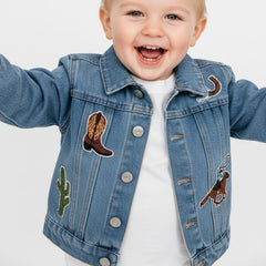 Western Denim Patch Kids Jacket on Toddler