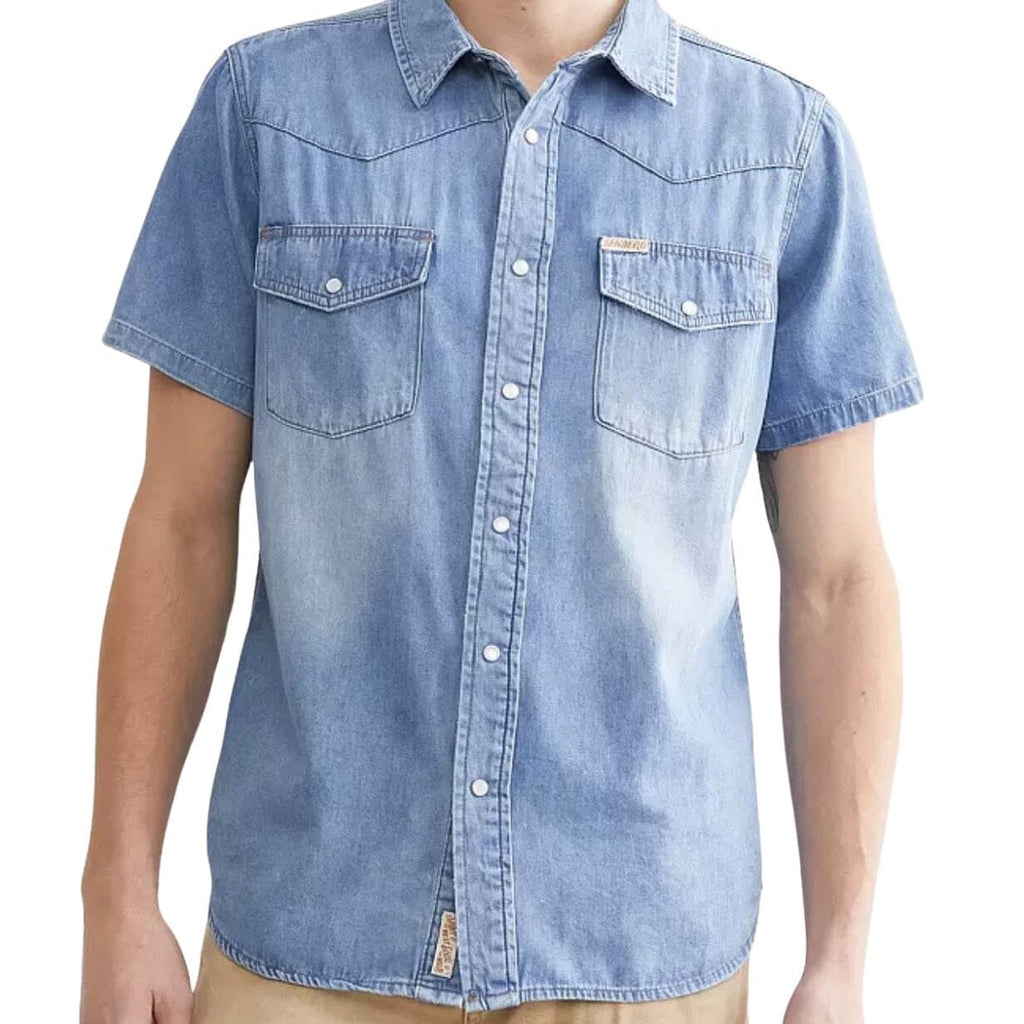 Western Denim Mens Snap Button Short Sleeve Shirt