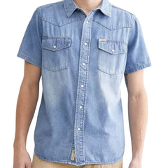 Western Denim Mens Snap Button Short Sleeve Shirt