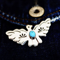 Turquoise & Sterling Thunderbird Pin