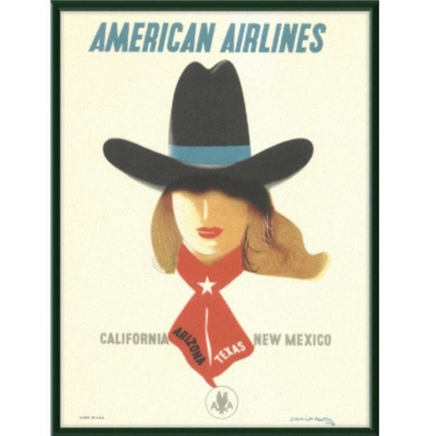 American Airlines Poster in Green Frame