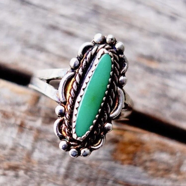 Vintage Bell Green Turquoise Ring