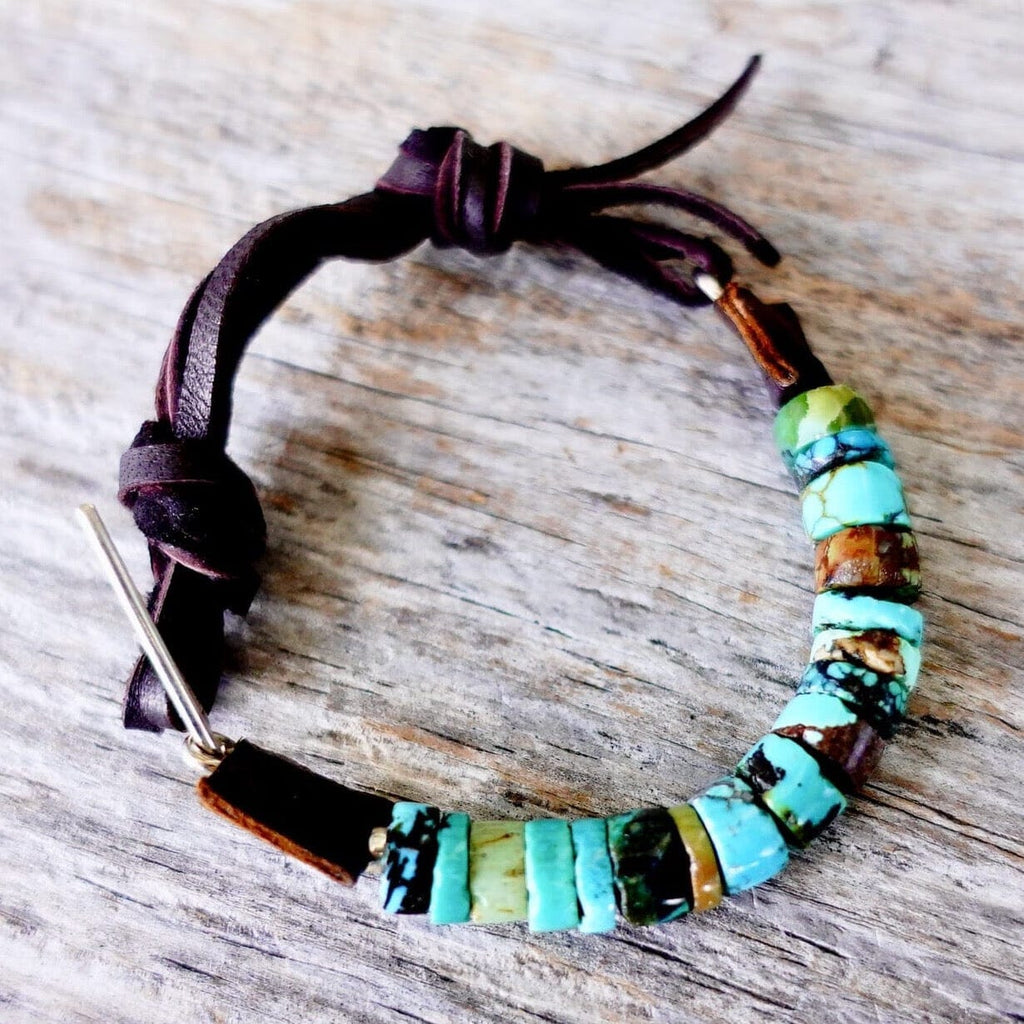 Taos Leather & Turquoise Cuff