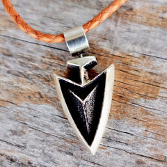 Sterling Arrowhead Pendant on Leather Cord