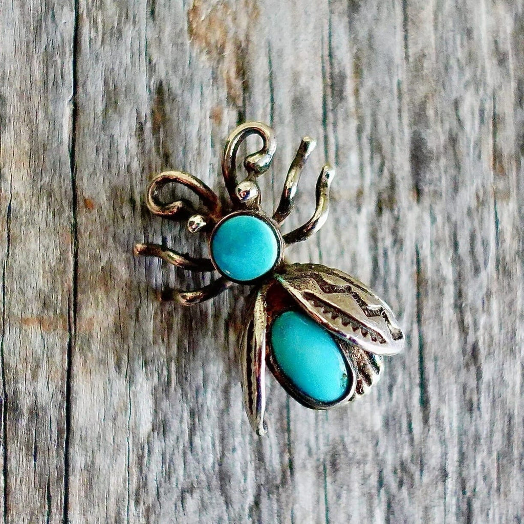 Bumble Bee Turquoise Sterling Pin