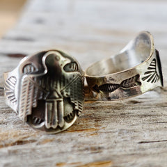Thunderbird Ring with Arrow Stamping