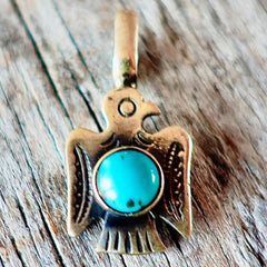 Turquoise Thunderbird Charm Sterling Silver