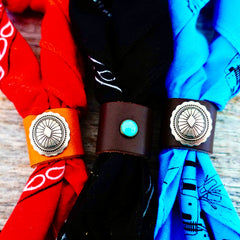 Bandana Slide Leather & Turquoise