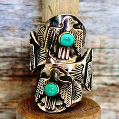 Fred Harvey Thunderbird Ring with Turquoise