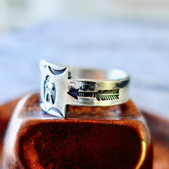 Mens Thunderbird Ring Double Arrows Stamping