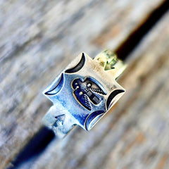 Mens Thunderbird Ring Double Arrows Stamping
