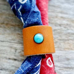 bandana slide in leather with turquoise stud