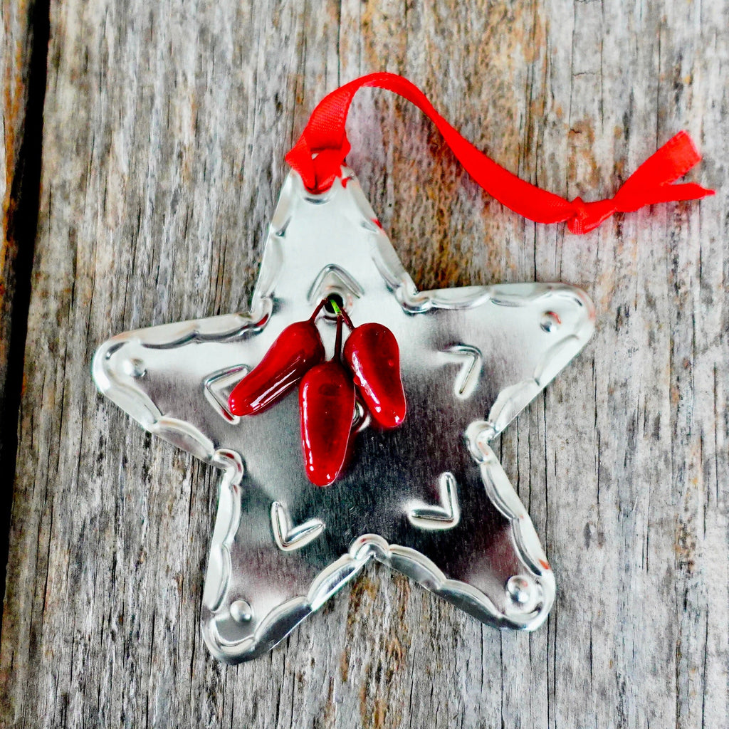 Red Chile Christmas Ornament Tin Star