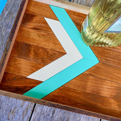 Southwest Wood Serving Tray Turquoise & White