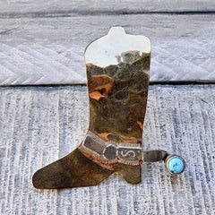 12K Gold & Turquoise Cowboy Boot Pin
