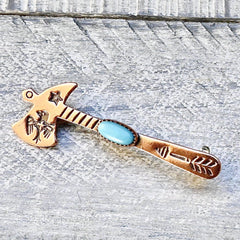 Copper & Turquoise Tomahawk Pin